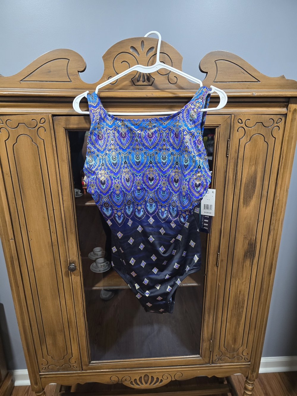 Longitude Blue Purple Patterned One-Piece Swimsuit